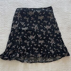 Abercrombie & Fitch Black Floral A-Line Skirt